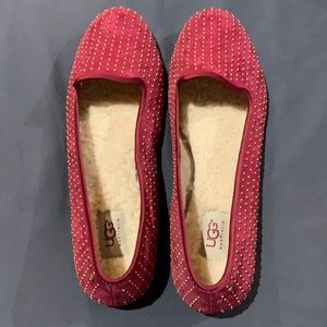 Ugg Alloway Studded Flats Red Size 12 NEW